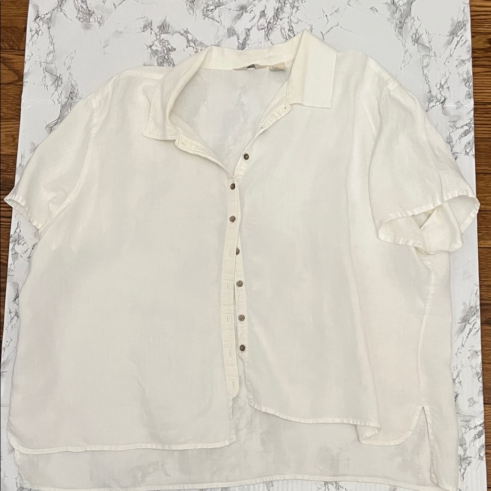 J. Jill Cream Linen Blouse